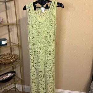 House‎ of Harlow 1960 Crochet Lace Maxi Dress Green Boho Festival Size L